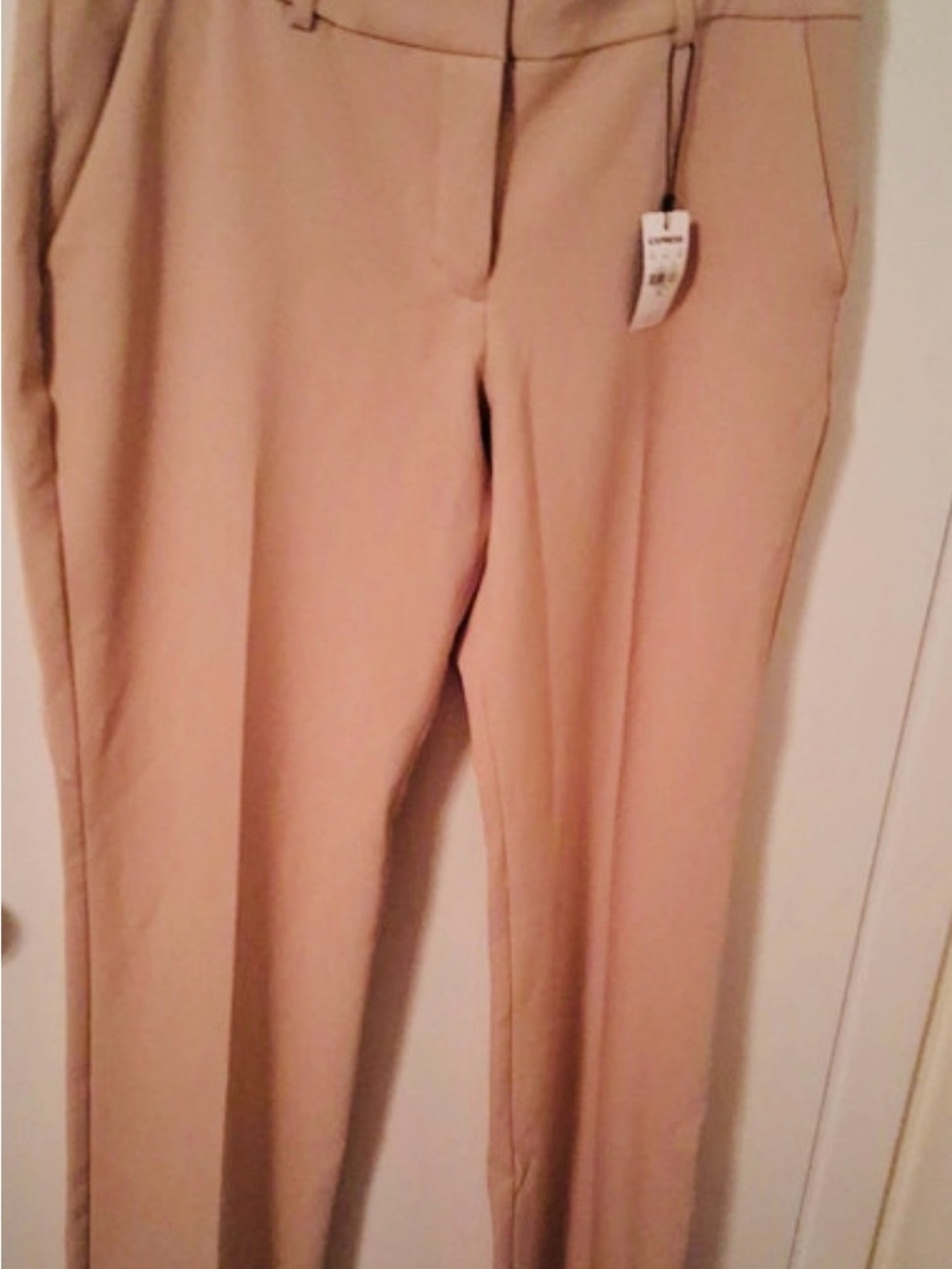 Express Slim Ankle Dress Pants in Light Beige